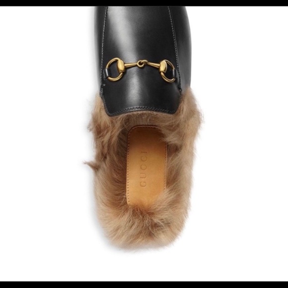 Gucci Princetown Fur Leather Mules - Picture 3 of 4